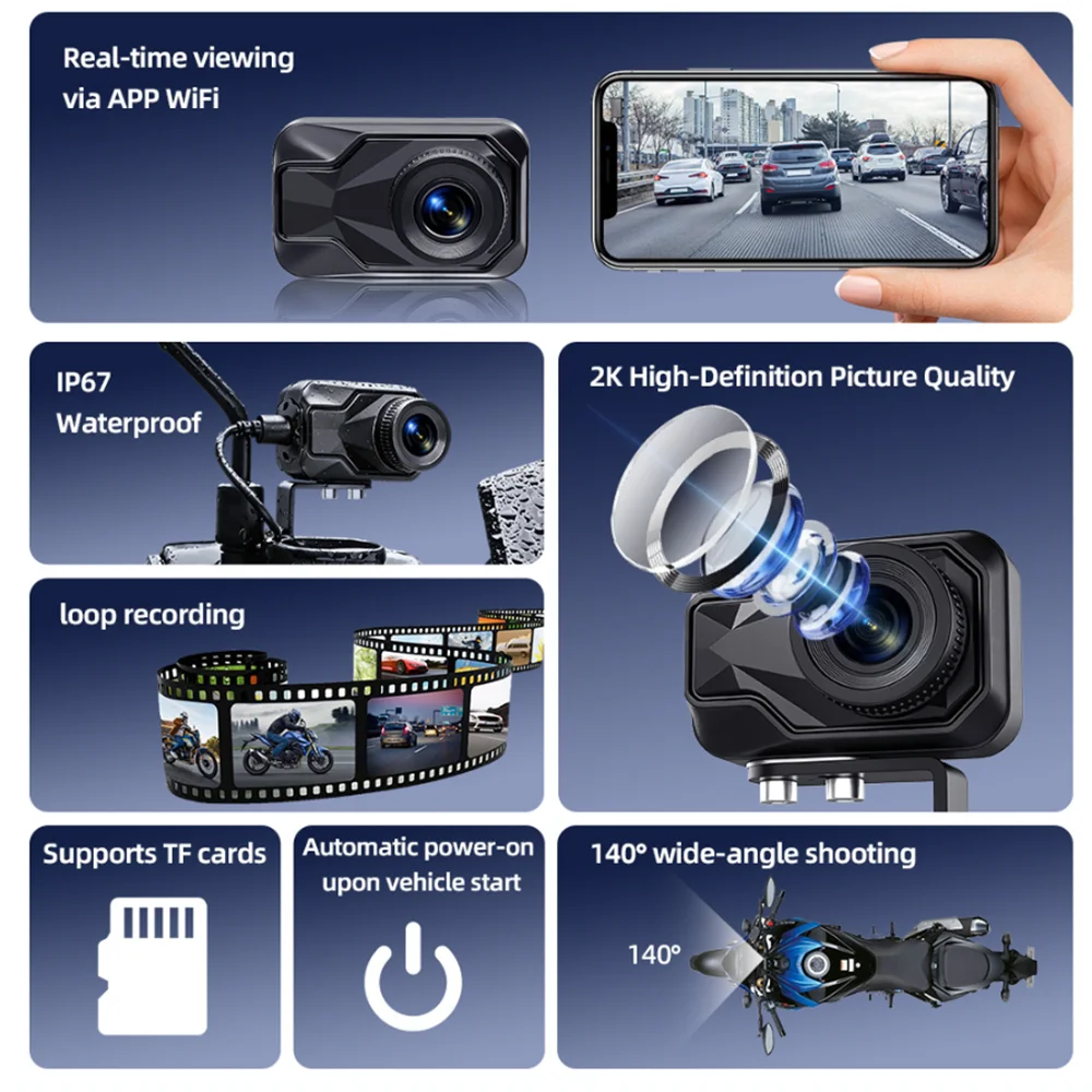 Motorcycle DVR 2K HD WiFi & AP - Mountain Biking App review and price